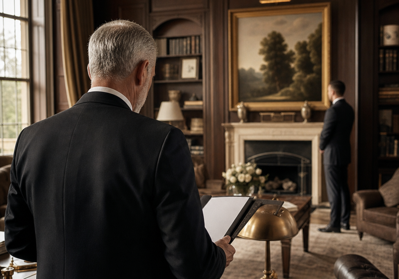 Head of Security reviewing a private estate security briefing